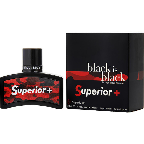 Eau De Toilette Spray Black Is Black Superior + de Nu Parfums en 100 ML pour Homme