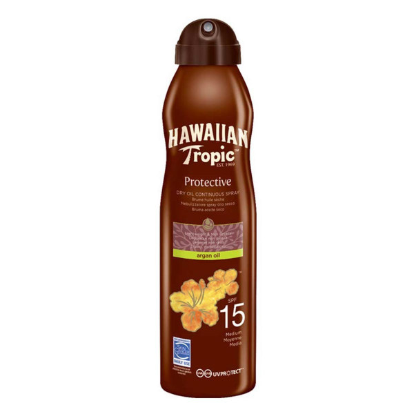Huile Solaire Corps Spf 15 Enrichie A 'huile D'argan Parfum Noix De Coco Hawaiian Tropic Le Spray De 177 Ml